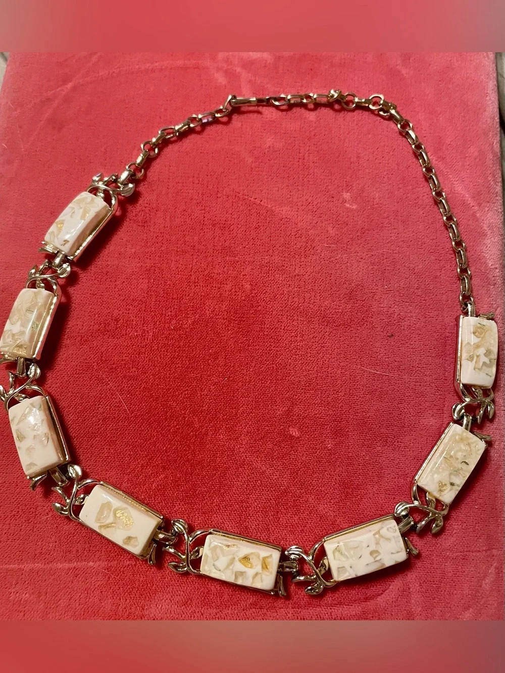 Coro Gold-Tone Necklace with Cream Inlay Panels